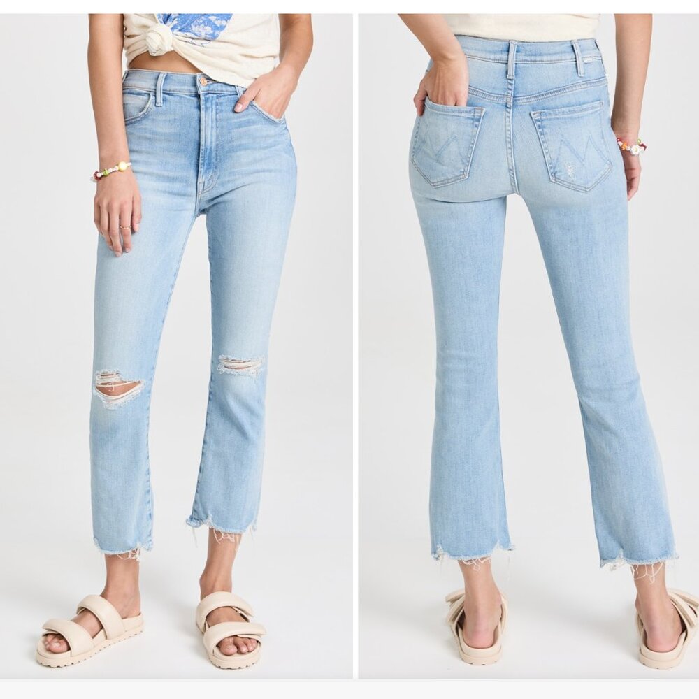 Mother The Hustler High Waist Chewed Ankle Jeans (petal plucker, size 24)